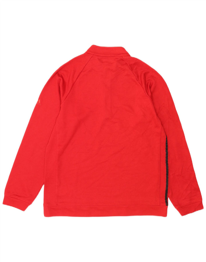 Adidas Mens Zip Neck Sweatshirt Jumper Medium Red Polyester