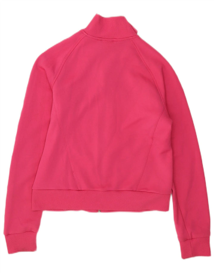 Adidas Womens Crop Tracksuit Top Jacket UK 12 Medium Pink Polyester
