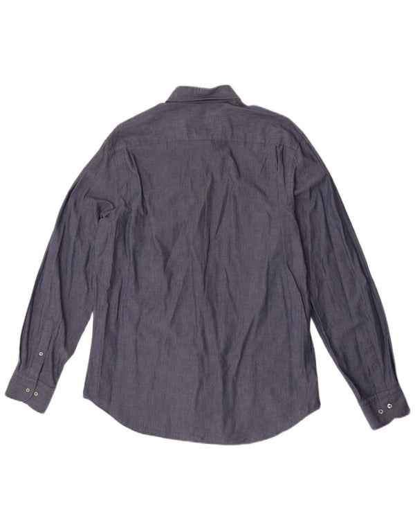 Massimo Dutti Mens Shirt Large Grey Cotton