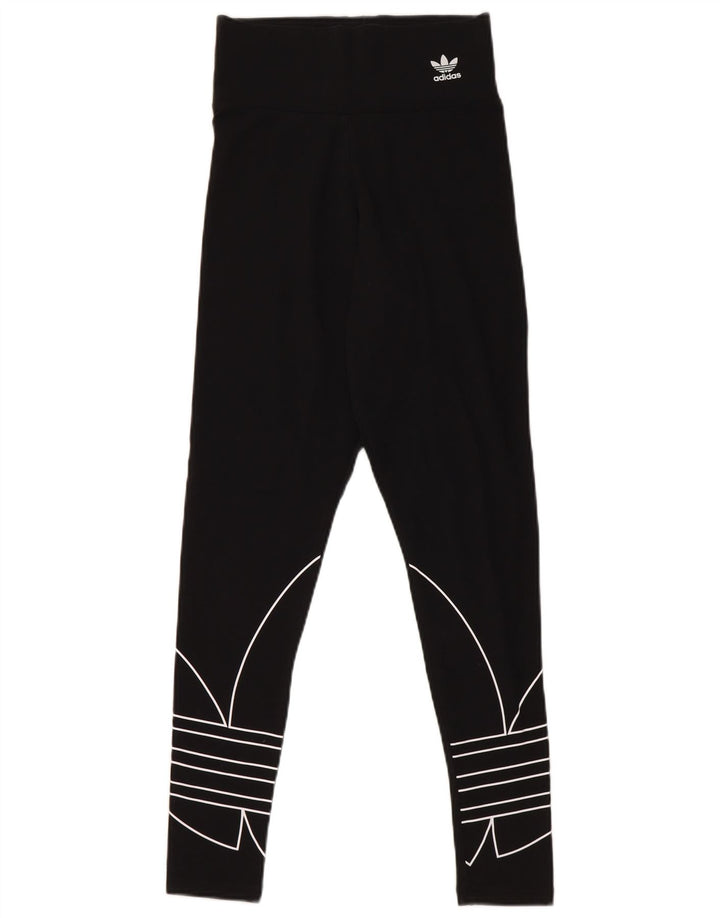 Adidas Womens Graphic Leggings UK 8 Small Black Cotton