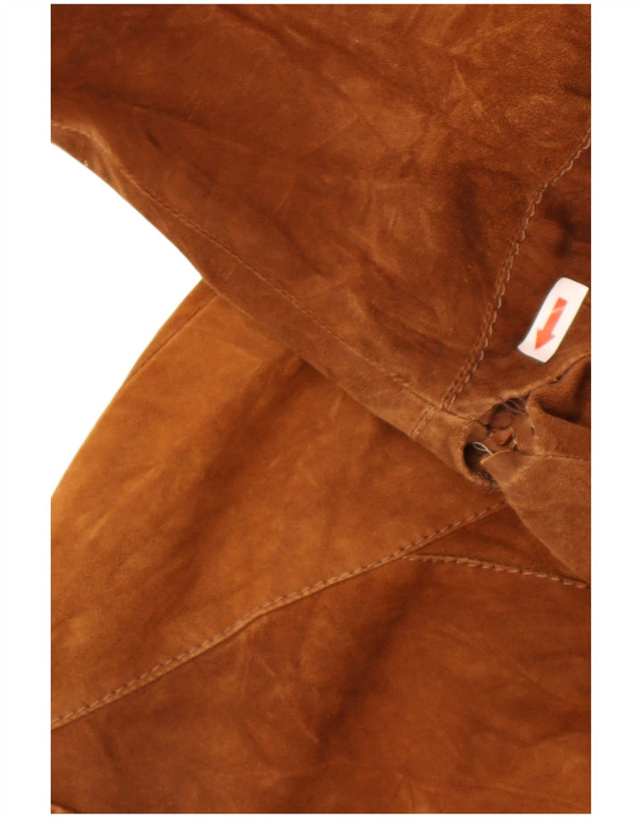 Vintage Mens Suede Jacket IT 54 2XL Brown Leather