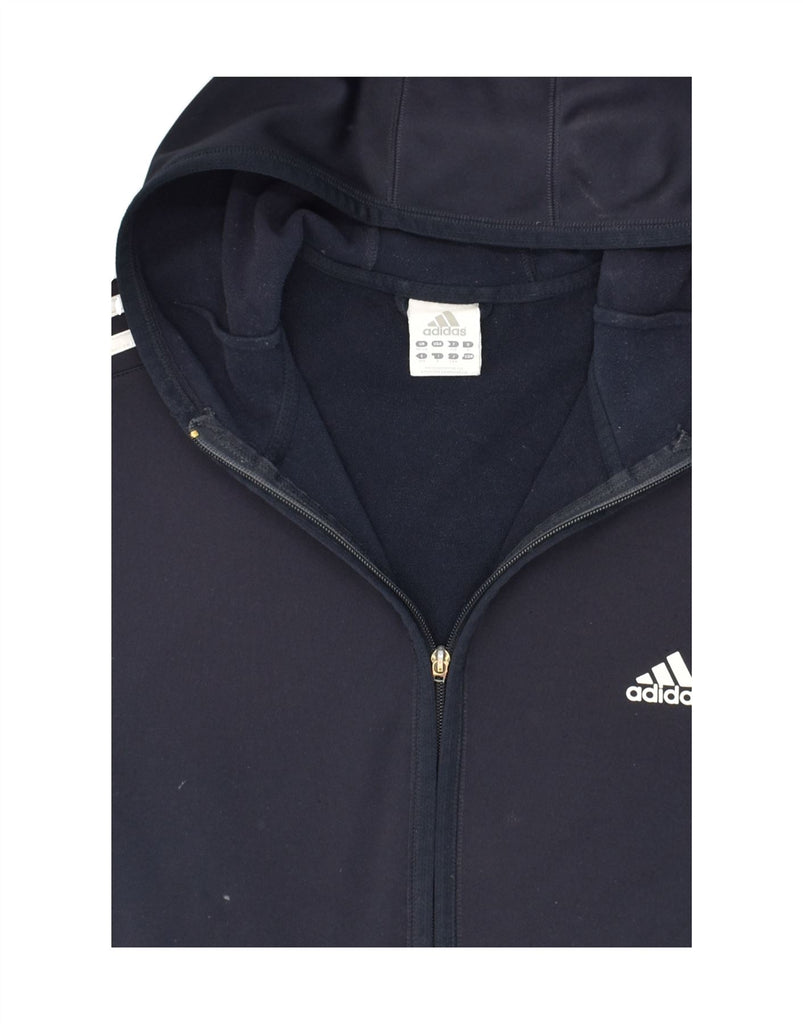 ADIDAS Mens Hooded Tracksuit Top Jacket UK 46/48 XL Navy Blue Polyester | Vintage Adidas | Thrift | Second-Hand Adidas | Used Clothing | Messina Hembry 