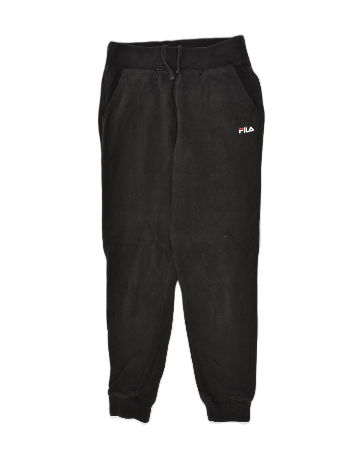 FILA Womens Tracksuit Trousers Joggers UK 10 Small Black Polyester, Vintage & Second-Hand Clothing Online