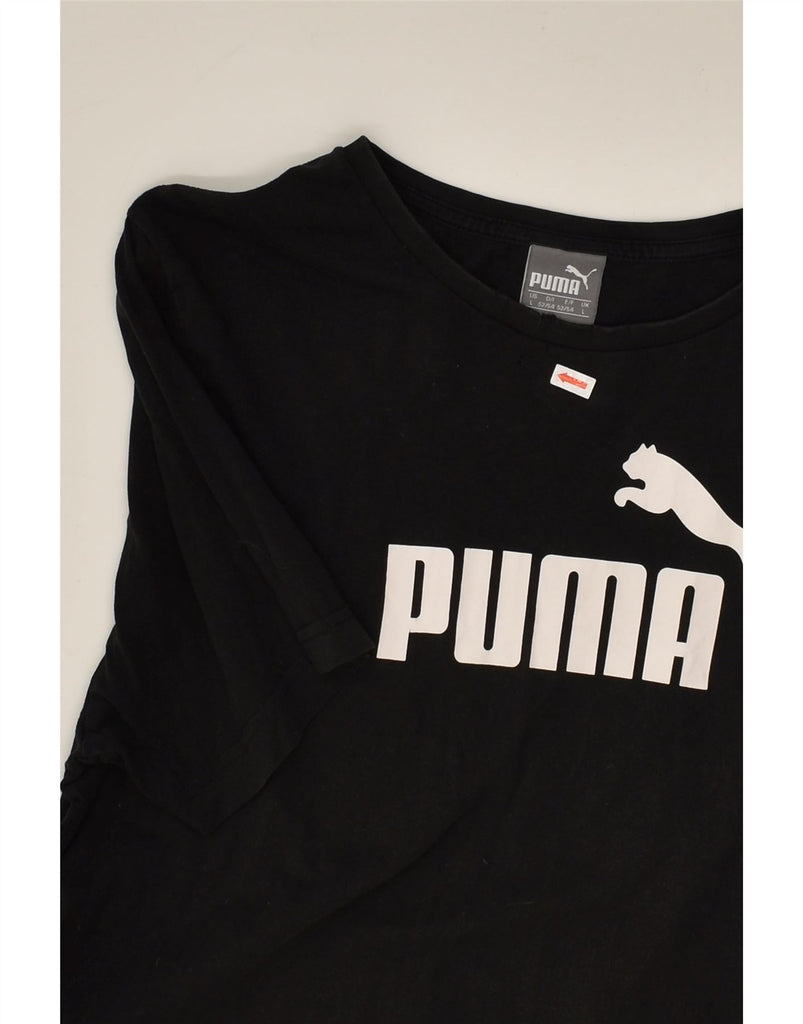 PUMA Mens Graphic T-Shirt Top Large Black Cotton | Vintage Puma | Thrift | Second-Hand Puma | Used Clothing | Messina Hembry 