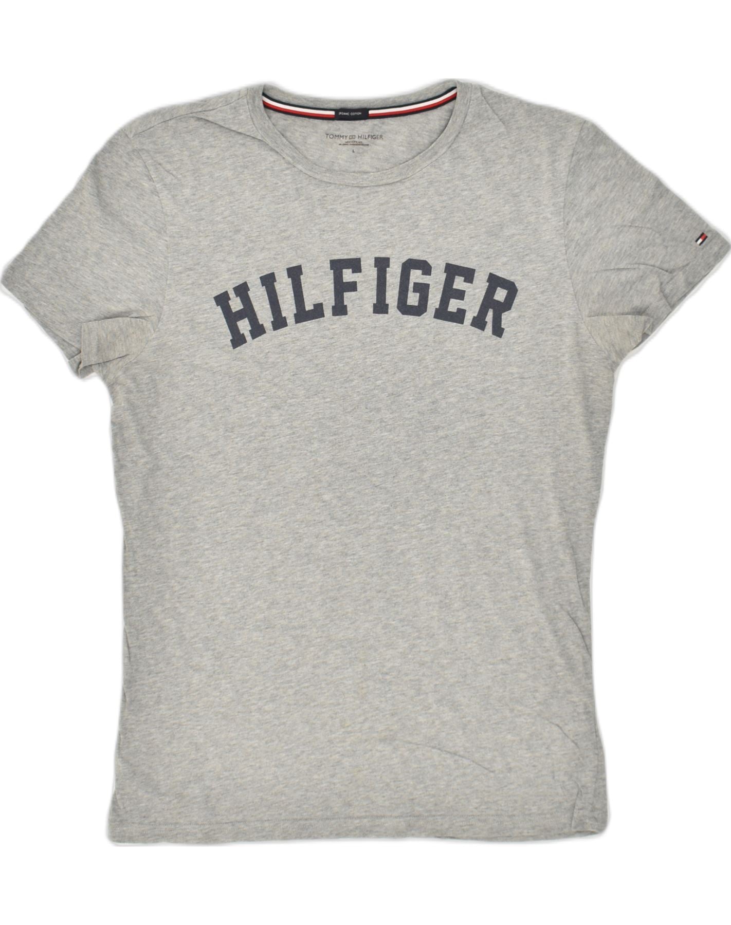 TOMMY HILFIGER Womens New York Graphic T-Shirt Top UK 14 Large Grey Cotton, Vintage & Second-Hand Clothing Online
