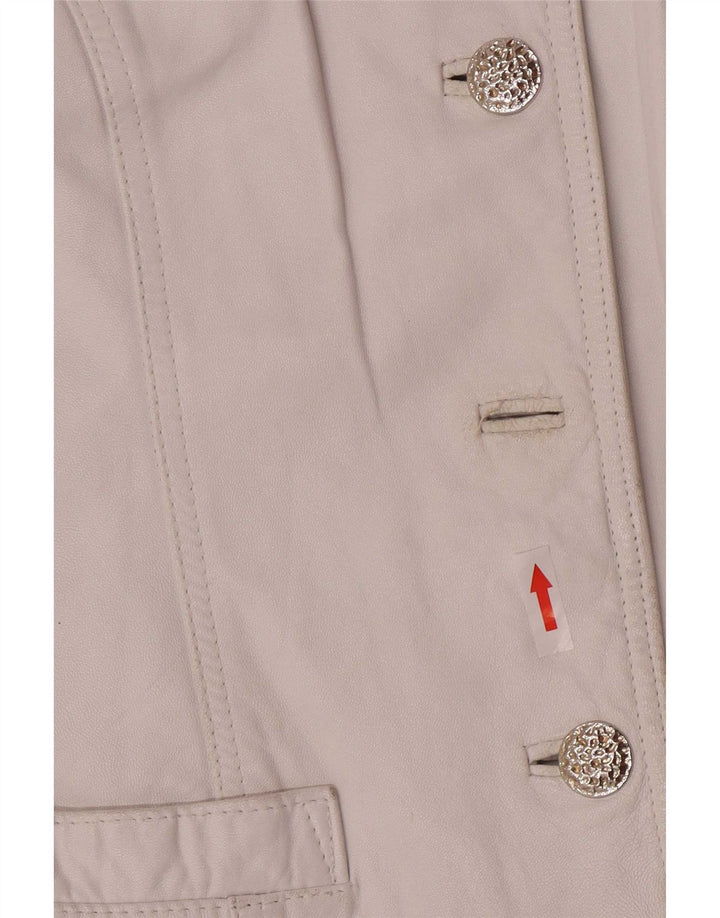 Madeleine Womens 4 Button Leather Blazer Jacket IT 42 Medium White