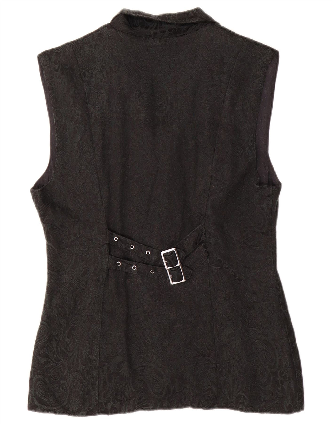 Vintage Womens Waistcoat UK 12 Medium Black Paisley Viscose