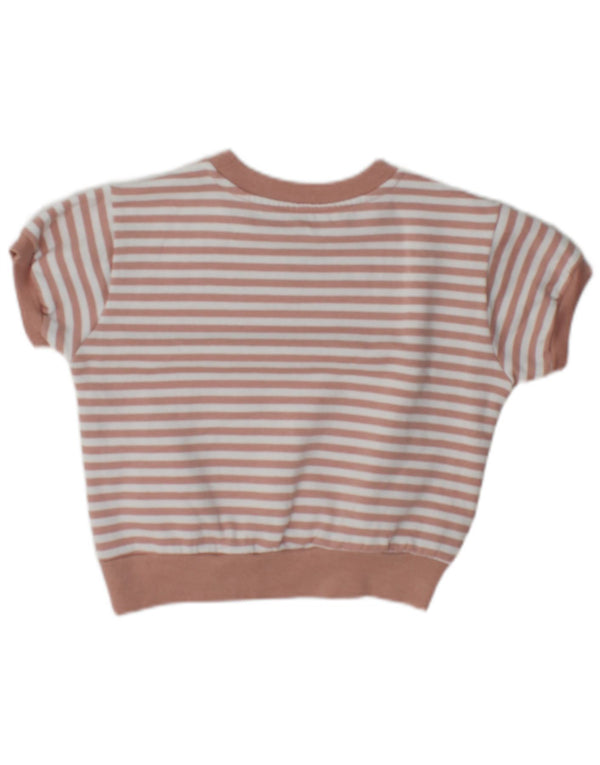 Dkny Girls Short Sleeve Sweatshirt Jumper 5-6 Years Pink Striped Cotton