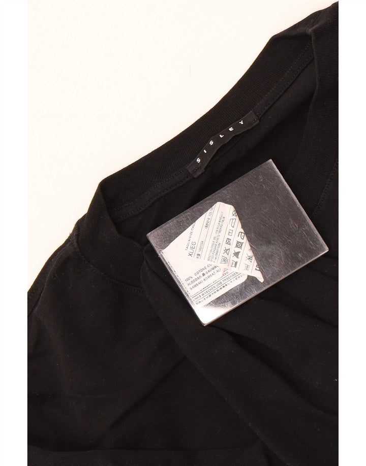 Sisley Mens T-Shirt Top XL Black Cotton