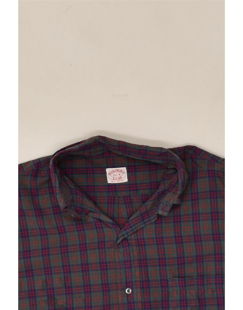 BROOKS BROTHERS Mens Shirt Size 15 1/2 Medium Navy Blue Check Cotton | Vintage Brooks Brothers | Thrift | Second-Hand Brooks Brothers | Used Clothing | Messina Hembry 