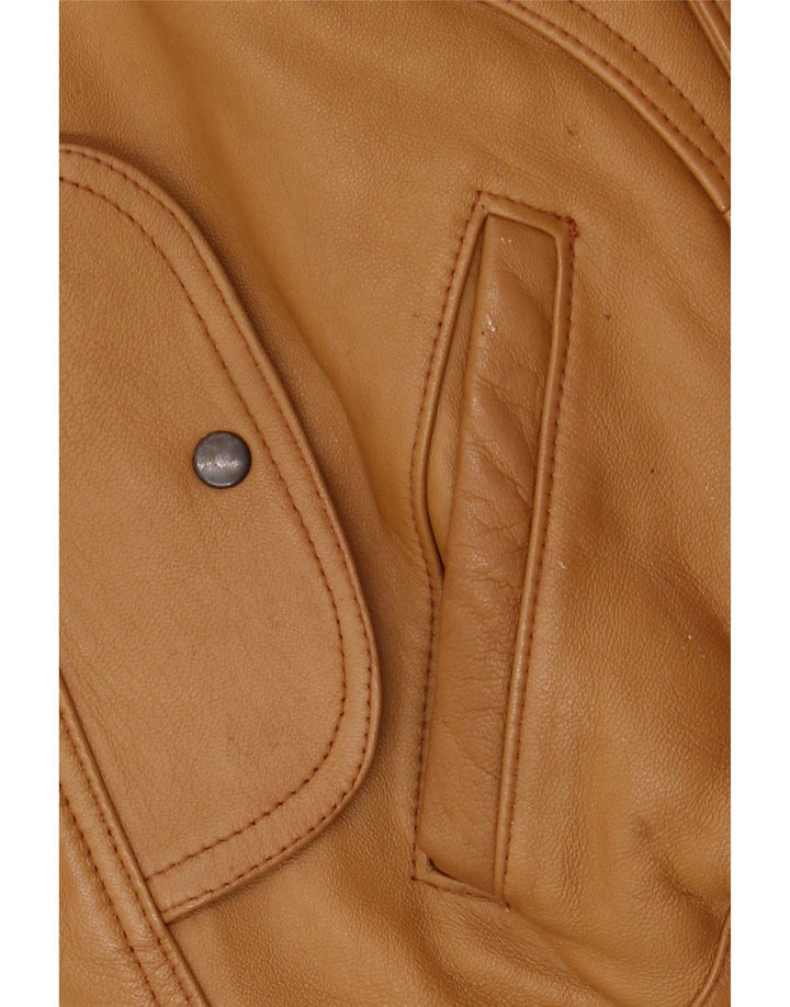 Pointers Mens Loose Fit Leather Jacket UK 38 Medium Brown Leather