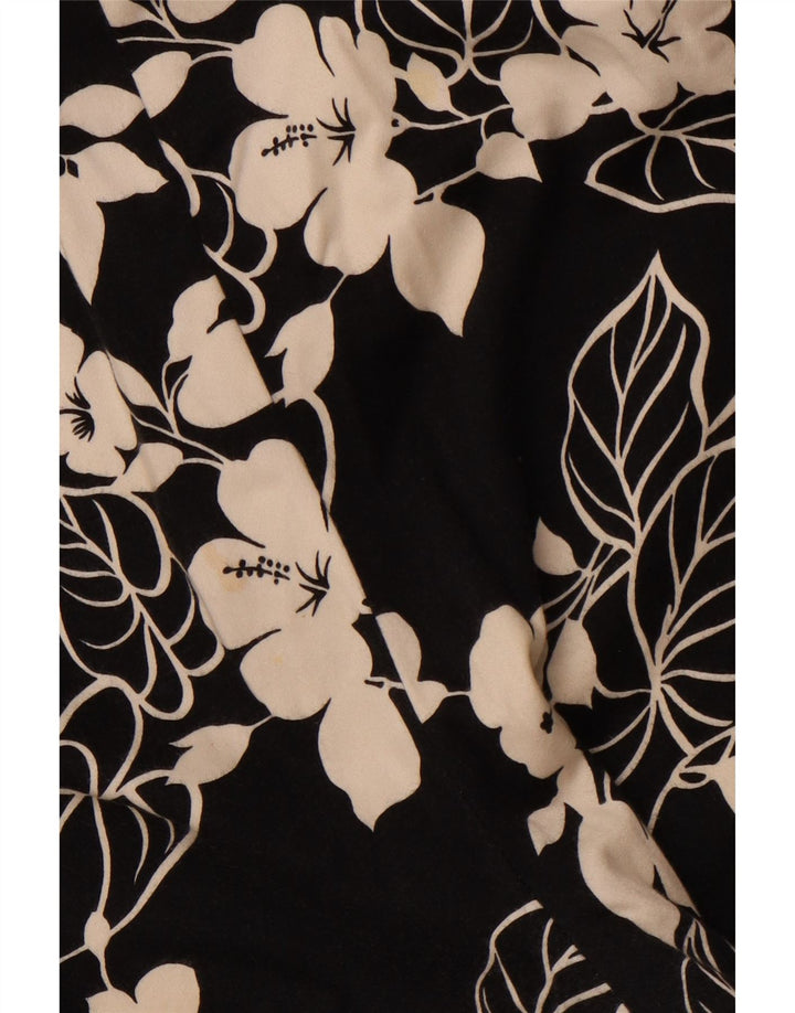 CHAPS Womens Straight Capri Trousers US 16 2XL W38 L20 Black Floral Cotton