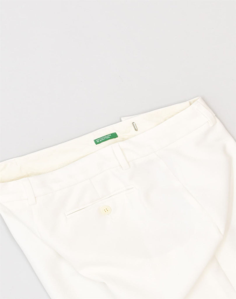 BENETTON Womens Straight Casual Trousers IT 42 Medium W28 L32 White | Vintage Benetton | Thrift | Second-Hand Benetton | Used Clothing | Messina Hembry 