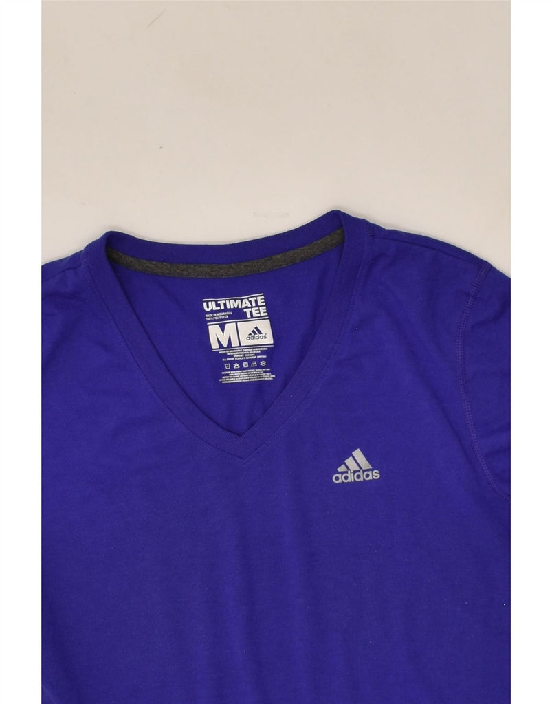 ADIDAS Womens T-Shirt Top UK 12 Medium Blue Polyester | Vintage Adidas | Thrift | Second-Hand Adidas | Used Clothing | Messina Hembry 