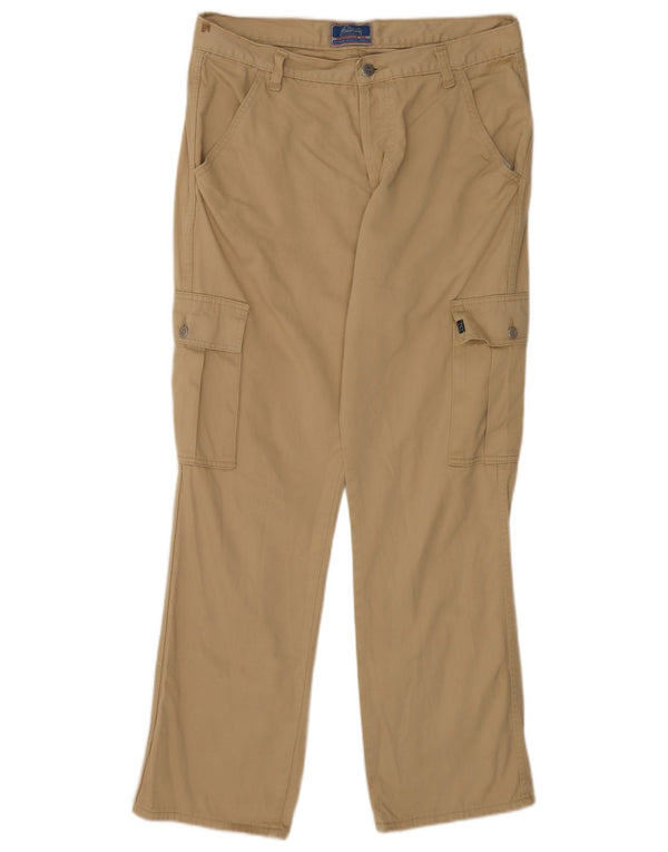 Falmer Mens Straight Cargo Trousers W34 L32 Beige Cotton