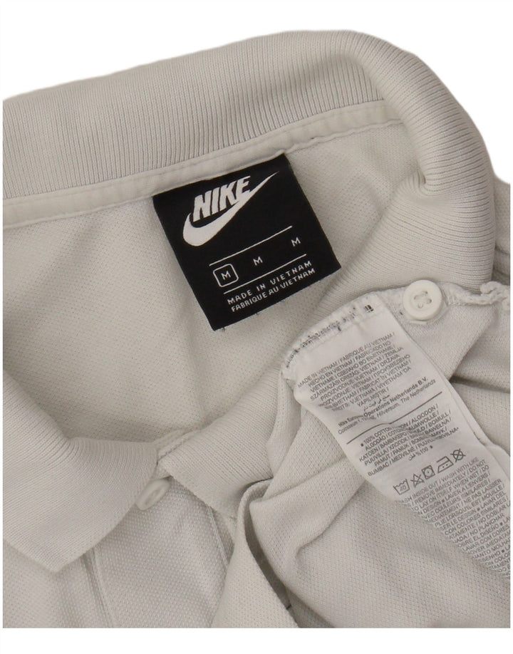 NIKE Mens Polo Shirt Medium White Cotton