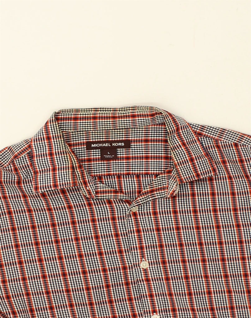 MICHAEL KORS Mens Shirt Large Red Check Cotton | Vintage Michael Kors | Thrift | Second-Hand Michael Kors | Used Clothing | Messina Hembry 