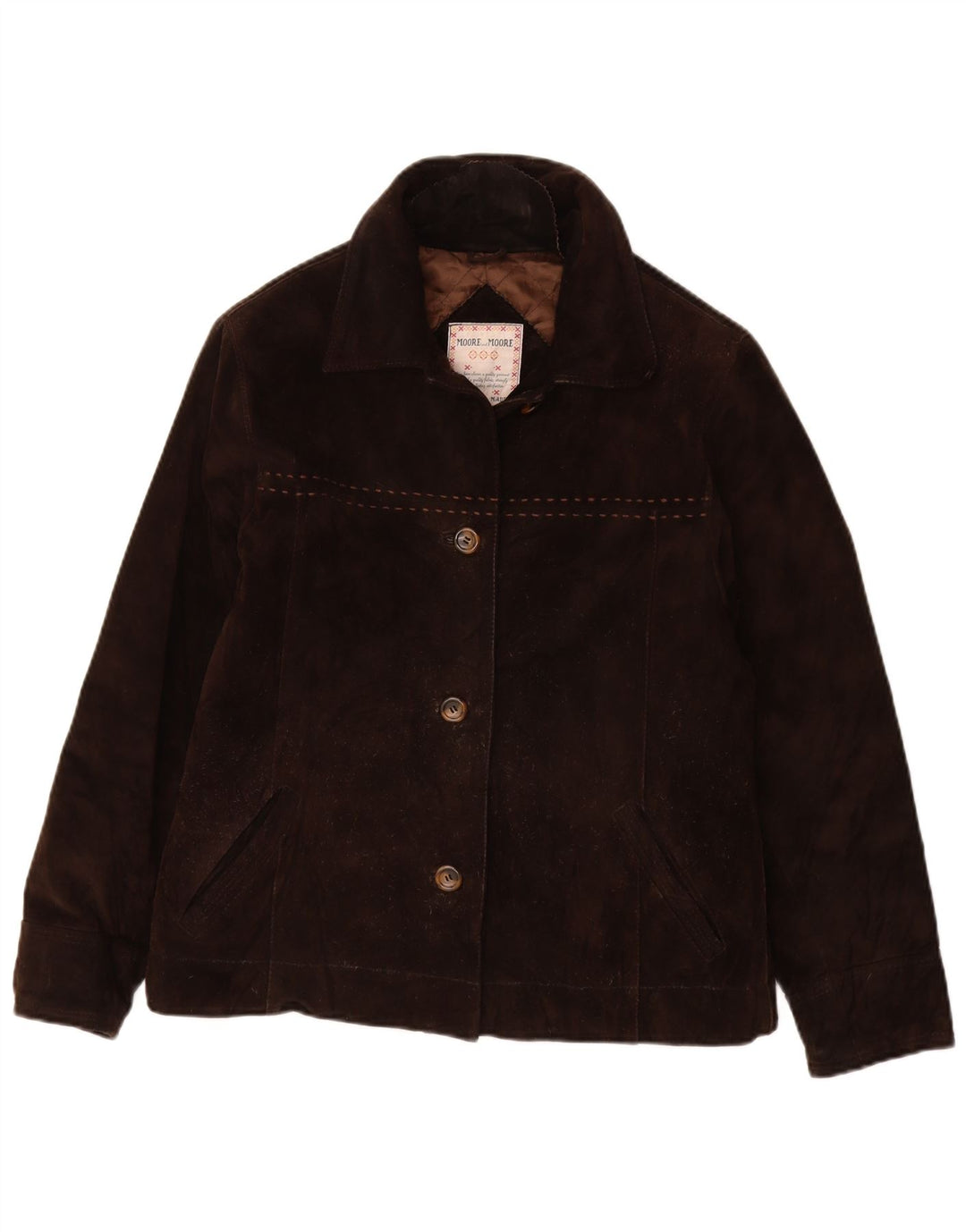 VINTAGE Womens Suede Jacket IT 42 Medium Brown Leather