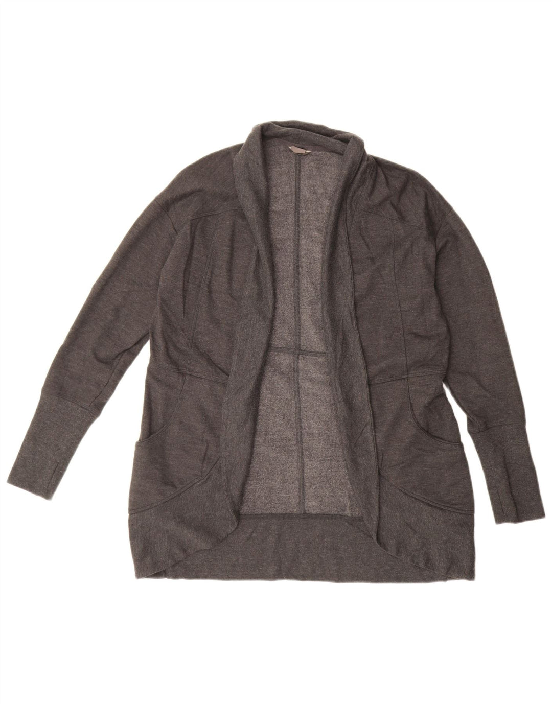 Eddie Bauer Womens Oversized Open Cardigan Sweater UK 10 Small Grey Cotton