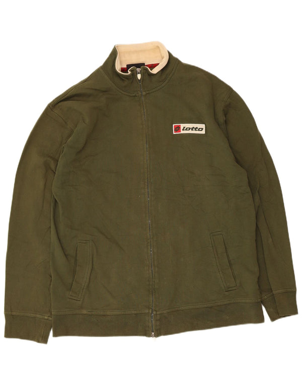 Lotto Mens Graphic Tracksuit Top Jacket Medium Khaki Cotton