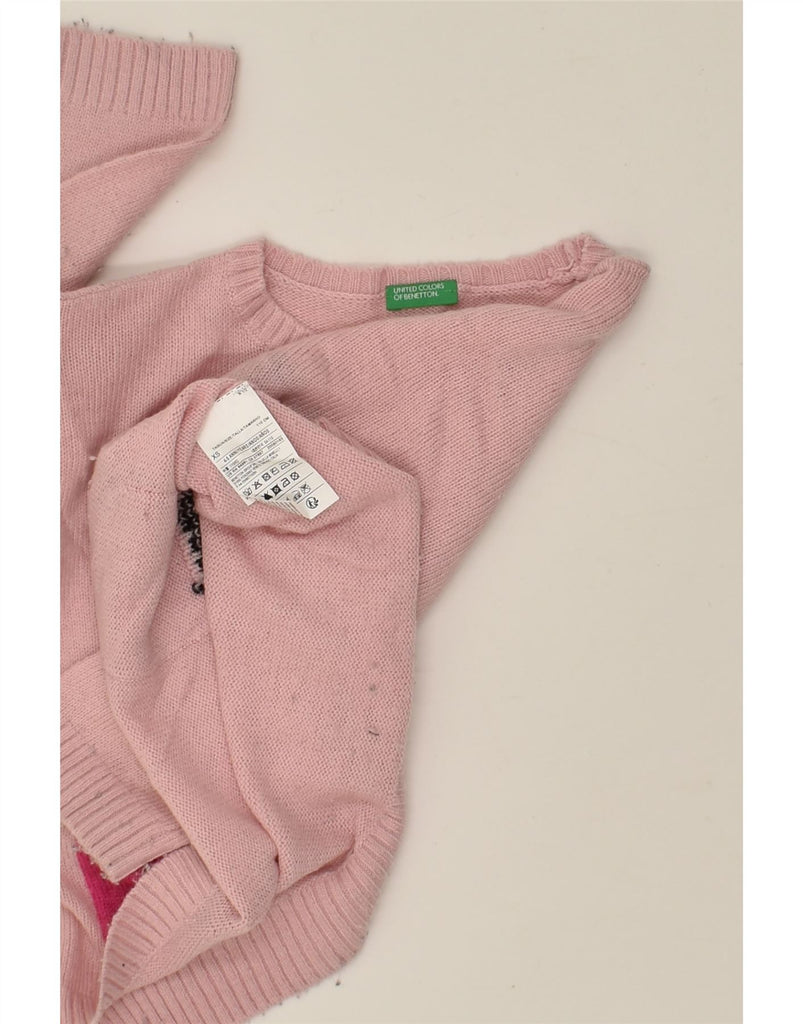 BENETTON Girls Crew Neck Jumper Sweater 4-5 Years XS Pink Acrylic | Vintage Benetton | Thrift | Second-Hand Benetton | Used Clothing | Messina Hembry 