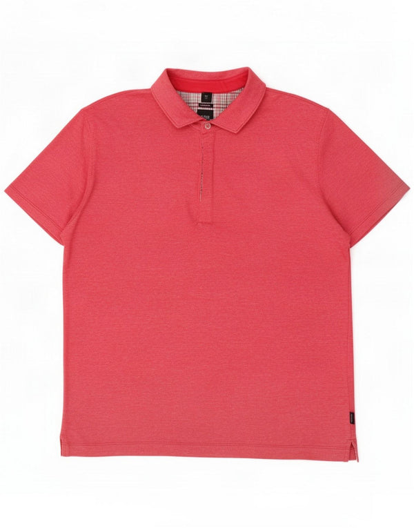 Hugo Boss Mens Polo Shirt Large Pink Cotton