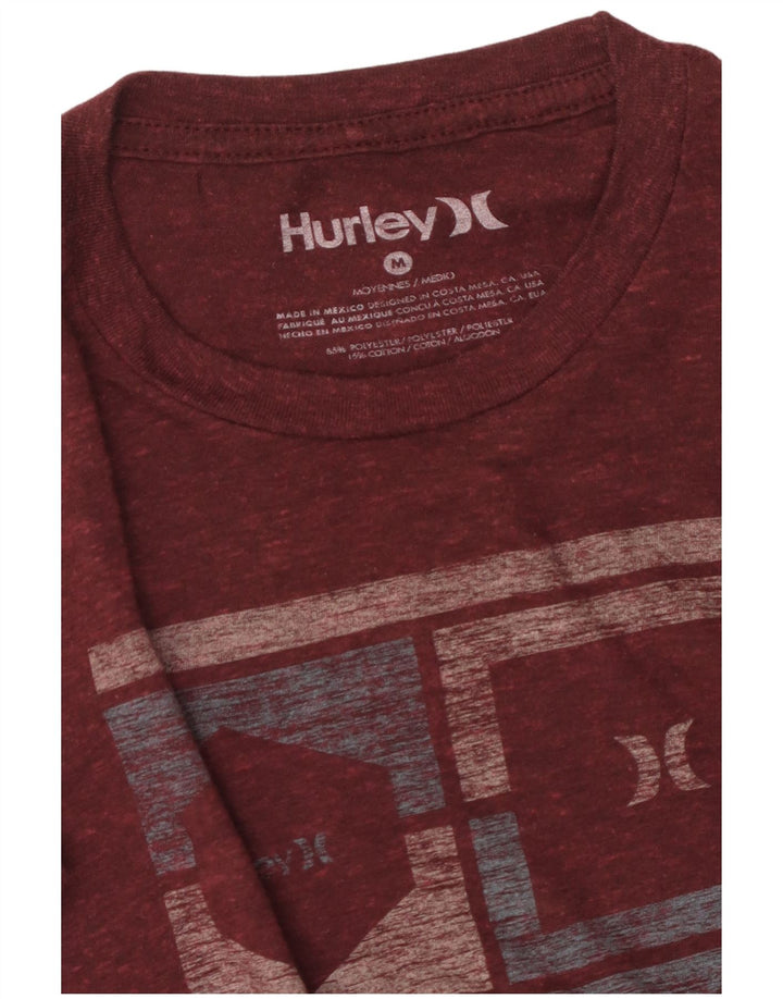 Hurley Mens Graphic T-Shirt Top Medium Maroon Polyester