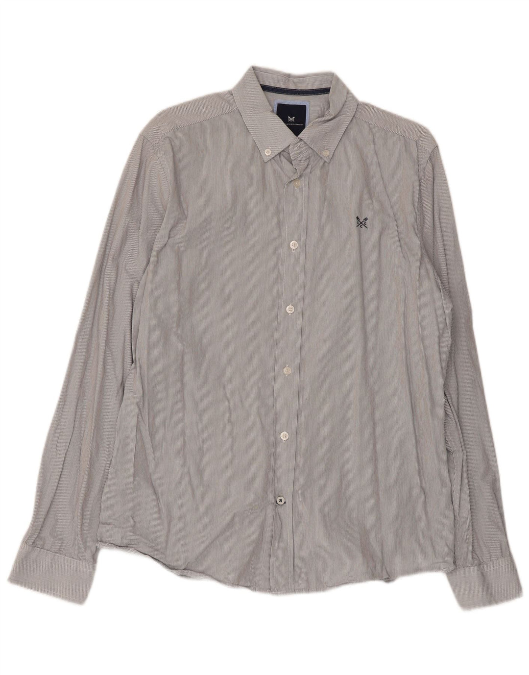 Crew Clothing Mens Slim Fit Shirt Medium Grey Pinstripe Cotton