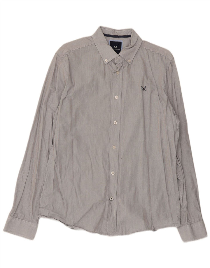 Crew Clothing Mens Slim Fit Shirt Medium Grey Pinstripe Cotton