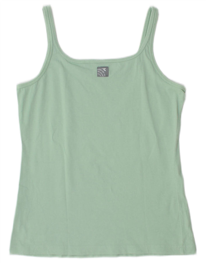 Diadora Womens Cami Top UK 14 Large Turquoise Cotton