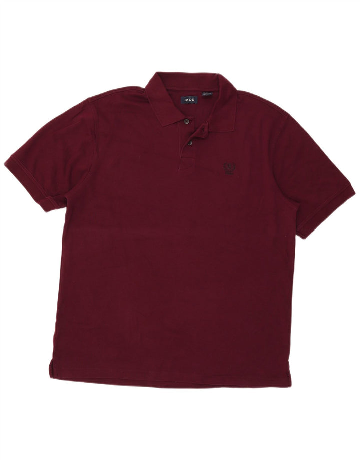 Izod Mens Polo Shirt Large Burgundy Cotton