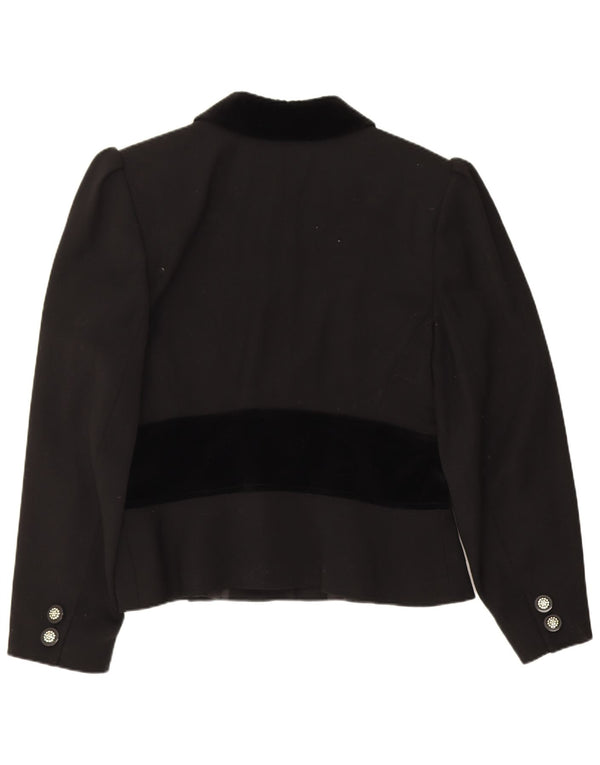 Valentino Womens 5 Button Blazer Jacket UK 14 Large Black Colourblock Wool