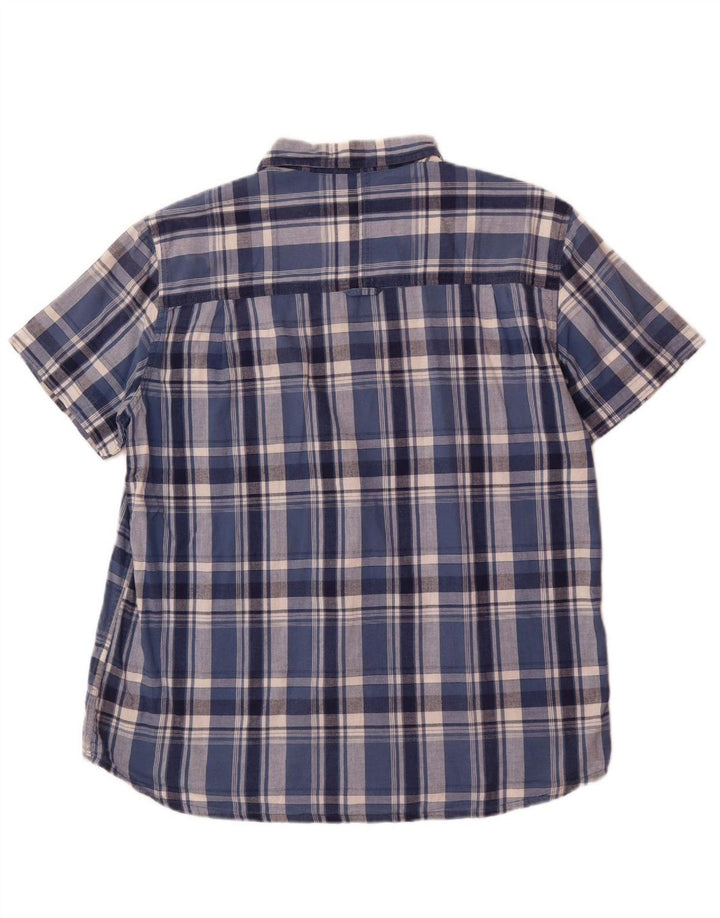 MOUNTAIN WAREHOUSE Mens Short Sleeve Shirt XL Navy Blue Check Cotton