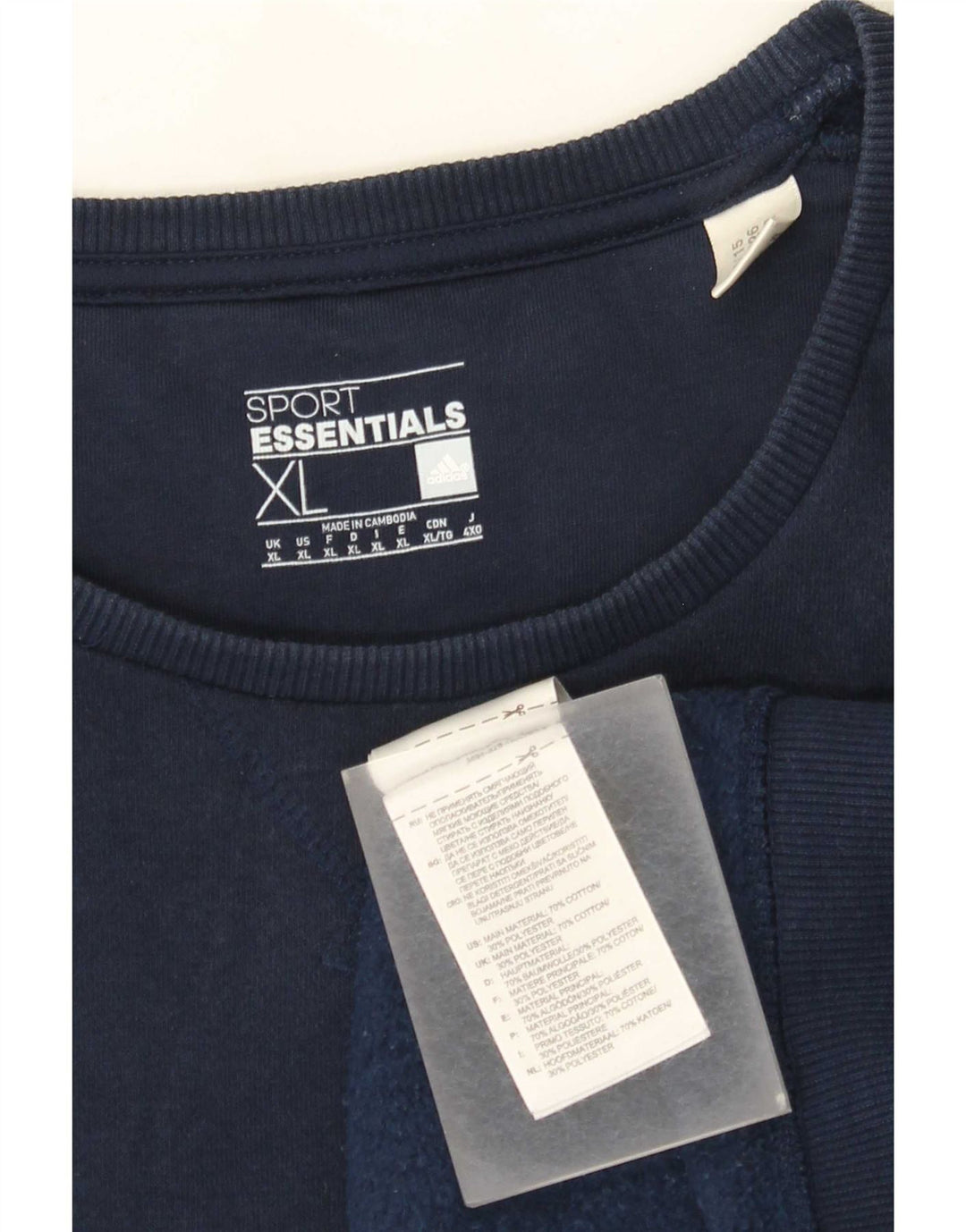 Adidas Mens Sweatshirt Jumper XL Navy Blue Cotton