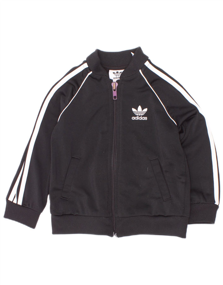 Adidas Baby Boys Tracksuit Top Jacket 9-12 Months Black Polyester