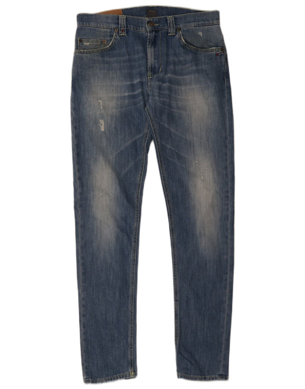 Dondup Mens Distressed Slim Jeans W33 L32 Blue Cotton