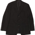 Hugo Boss Mens 3 Button Blazer Jacket EU 56 3XL Black Striped Wool