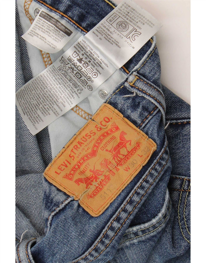 Levi's Womens 511 Distressed Slim Jeans W30 L28 Blue Cotton