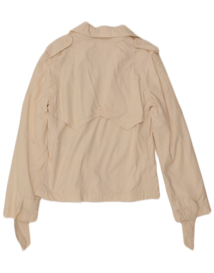 Sisley Womens Pea Coat IT 40 Small Off White Cotton