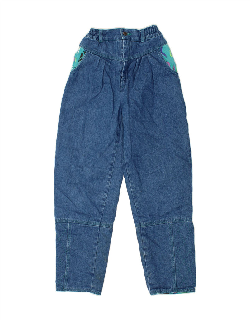 VINTAGE Girls High Waist Tapered Jeans 12-13 Years W27 L25 Blue Cotton Vintage Vintage and Second-Hand Vintage from Messina Hembry 