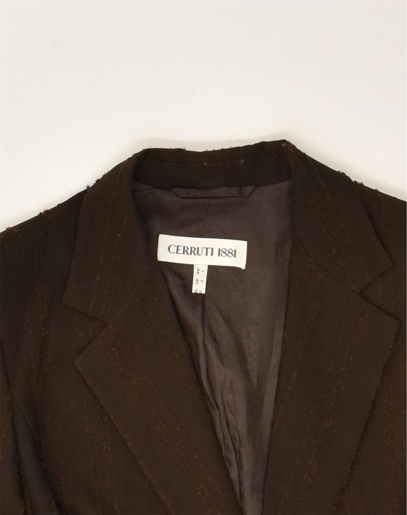 CERRUTI Womens 1 Button Blazer Jacket UK 12 Medium  Brown Pinstripe | Vintage Cerruti | Thrift | Second-Hand Cerruti | Used Clothing | Messina Hembry 