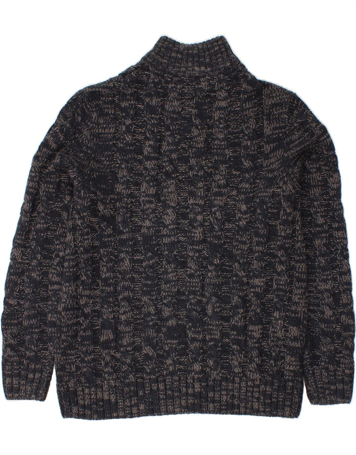 JOHN BANER Mens Zip Neck Jumper Sweater Large Navy Blue Flecked Vintage John Baner and Second-Hand John Baner from Messina Hembry 