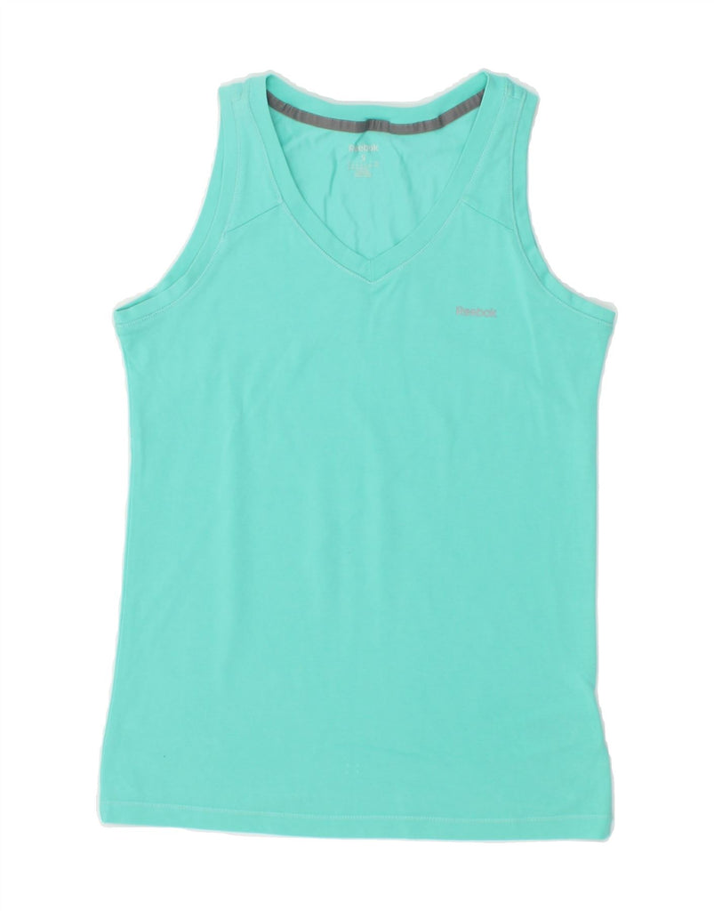 REEBOK Womens Vest Top UK 8/10 Small Turquoise Cotton | Vintage Reebok | Thrift | Second-Hand Reebok | Used Clothing | Messina Hembry 