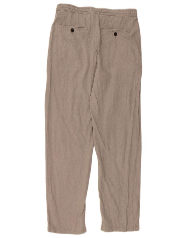 Marks & Spencer Womens Regular Straight Chino Trousers W30 L31 Grey Linen