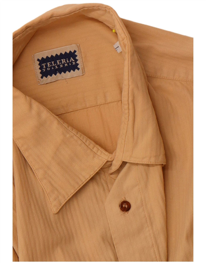 Vintage Mens Shirt Large Beige