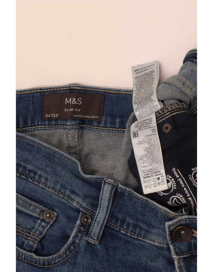 Marks & Spencer Mens Slim Jeans W34 L33 Blue Cotton