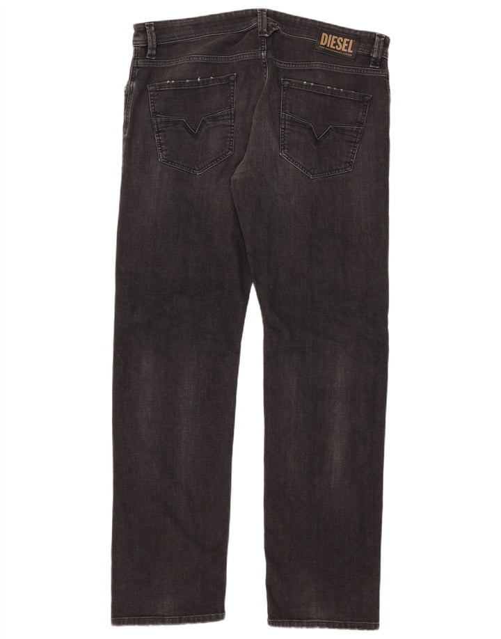 Diesel Mens Larkee Regular Straight Jeans W38 L32 Grey Cotton