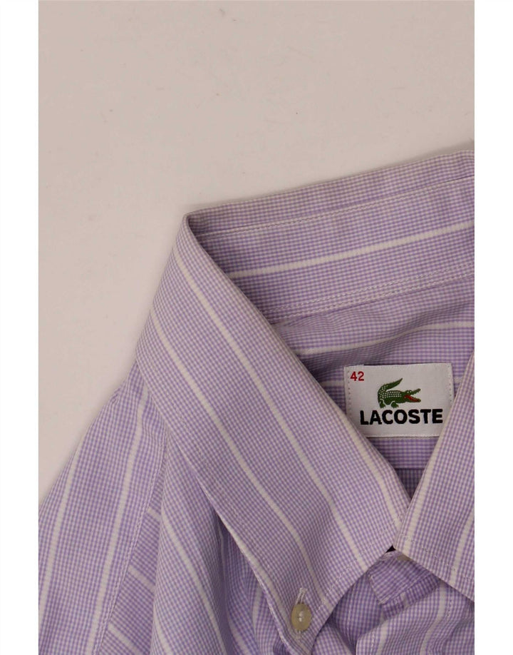 Lacoste Mens Shirt Size 42 Large Purple Striped Cotton