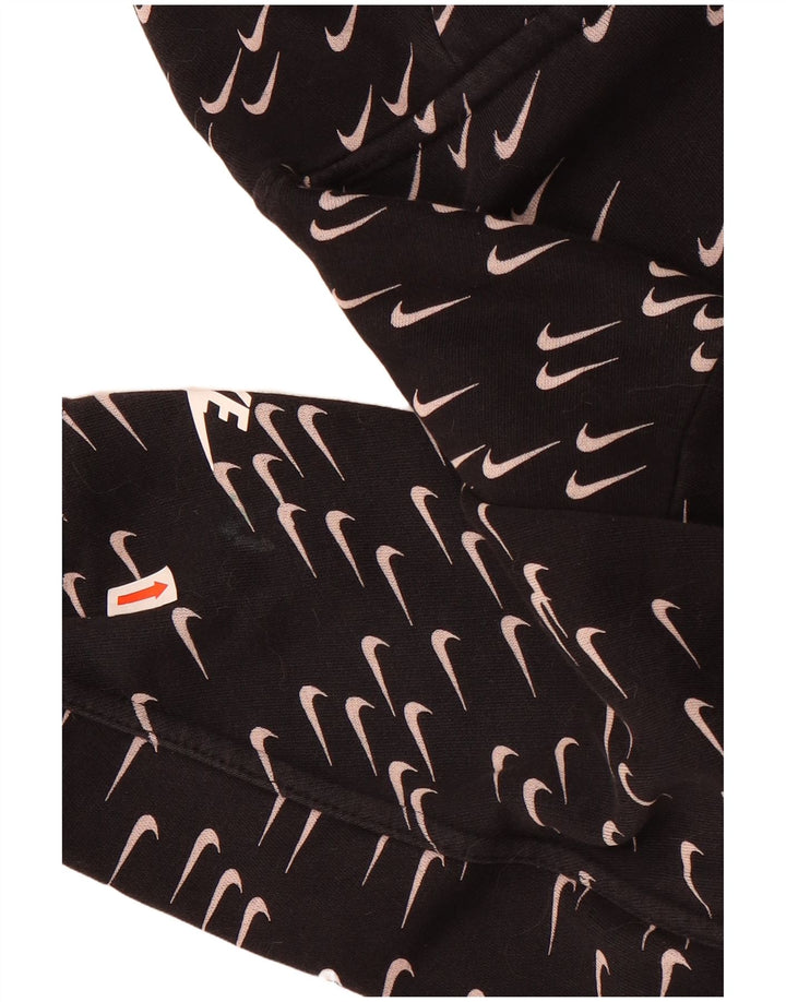 Nike Womens Graphic Oversized Hoodie Jumper UK 10 Small Black Cotton