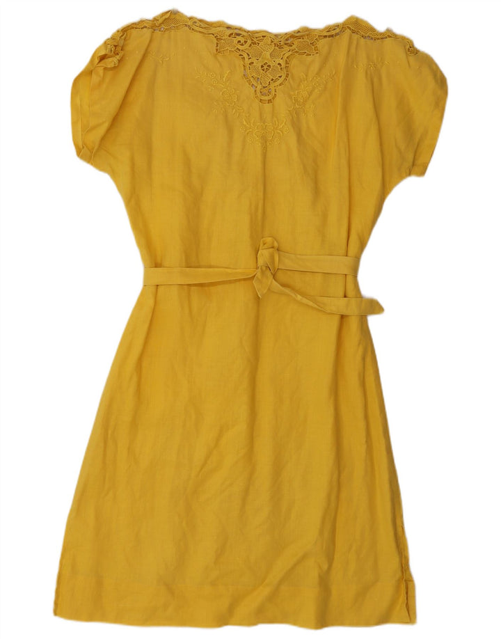 Vintage Womens A-Line Dress UK 16 Large Yellow
